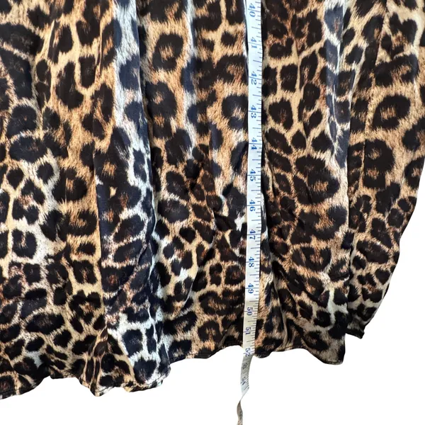 Farm Rio Leopard Animal Print‎ Viscose V-Neck Midi Dress Brown Black Large Boho - Image 10