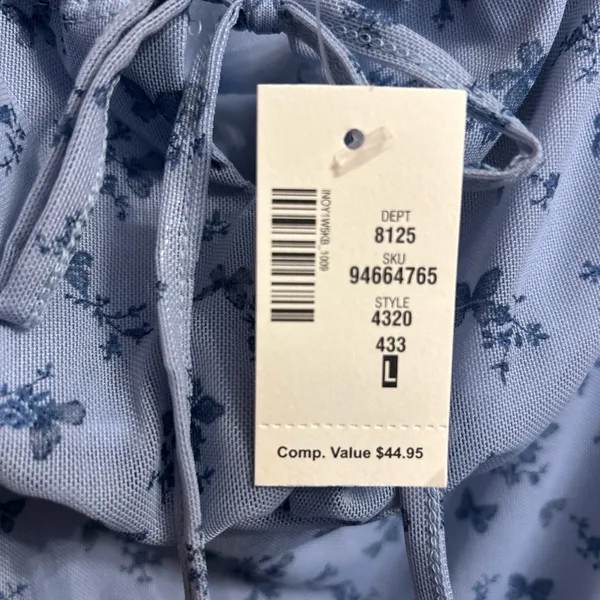 NWT Aeropostale Blue Floral Butterfly Tie Neck Asymmetrical Bodycon Dress - Image 6