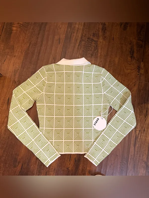 STAUD Wrenley Jacquard-knit Top, Zip Polo Cardigan NWT Size Small - Image 6