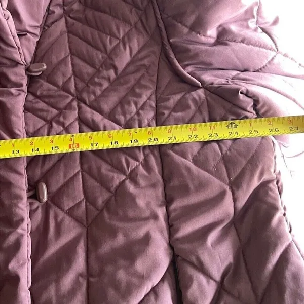 Saxton Hall Women’s Purple Quilted Warm Midi Jacket Puffy Coat Size M - Image 7