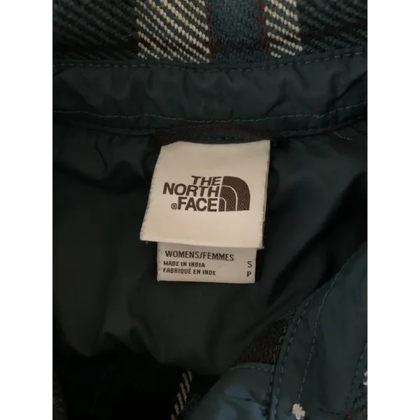 The North Face Womens Plaid Flannel Button Up Shirt Jacket Green Blue‎ Small - Image 3