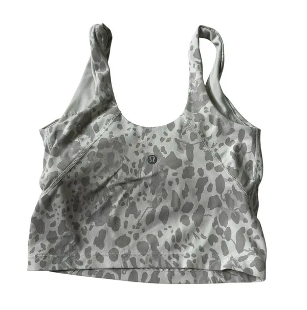 Lululemon White & Gray Align Light Support Crop Top Women Size 2 | 45-21 - Image 2
