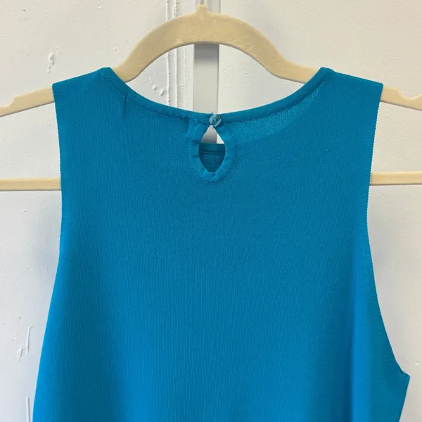 Vintage Y2K Crystal Kobe Turquoise Blue Embellished Neck Sleeveless Knit Top Med - Image 4