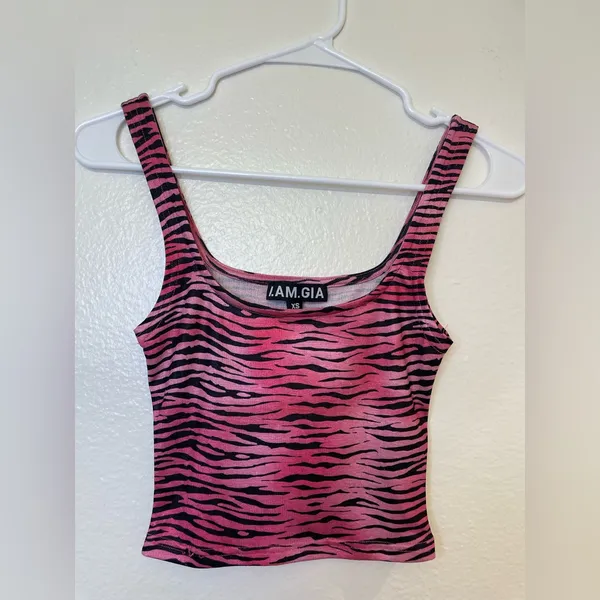 I.AM.GIA Women’s Pink Fuchsia‎ Zebra Print Cropped Tank Top Size XS - Image 3