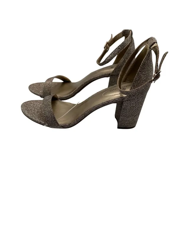 Bandolino 8M Glittery Gold Open Toe Heel Sandals Ankle Strap Buckle Closure - Image 13