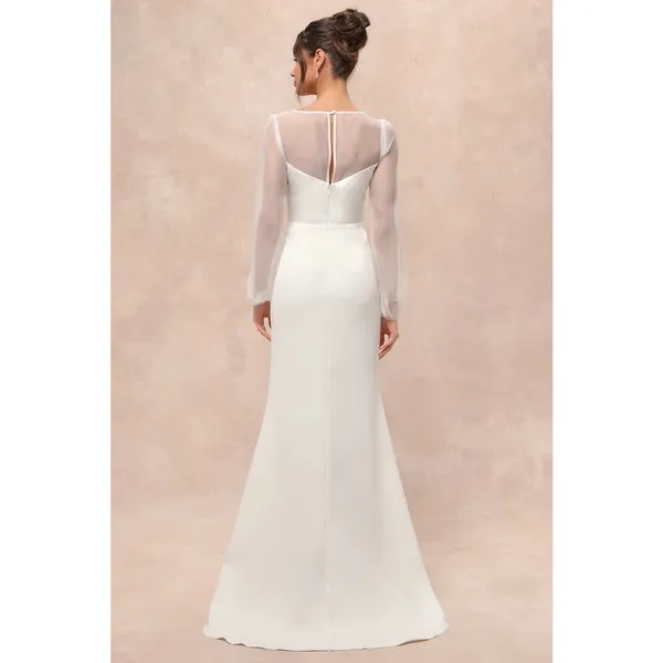 Lulus Immaculate Romance White Sheer Organza Long Sleeve Maxi Dress Party Small - Image 3