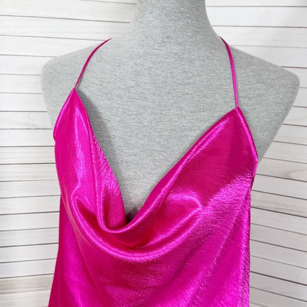 Express Satin Drape Front String Racerback Camisole Top Hot‎ Pink Medium - Image 7
