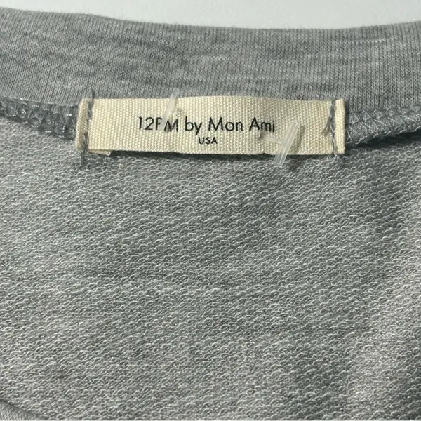12PM by Mon Ami Gray Sweatshirt Red Heart Elbow Patch Women’s Large NWOT - Image 5