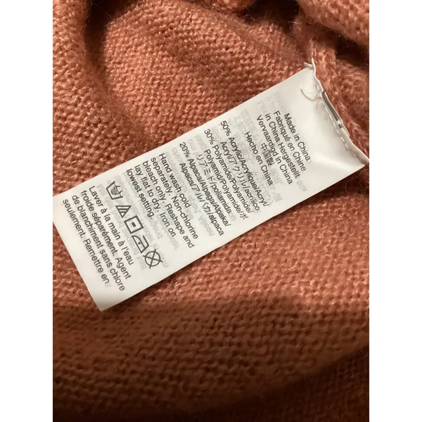 Madewell Pink Orange Knit Chelsea Pocket Pullover Alpaca Blend Sweater Size L - Image 6