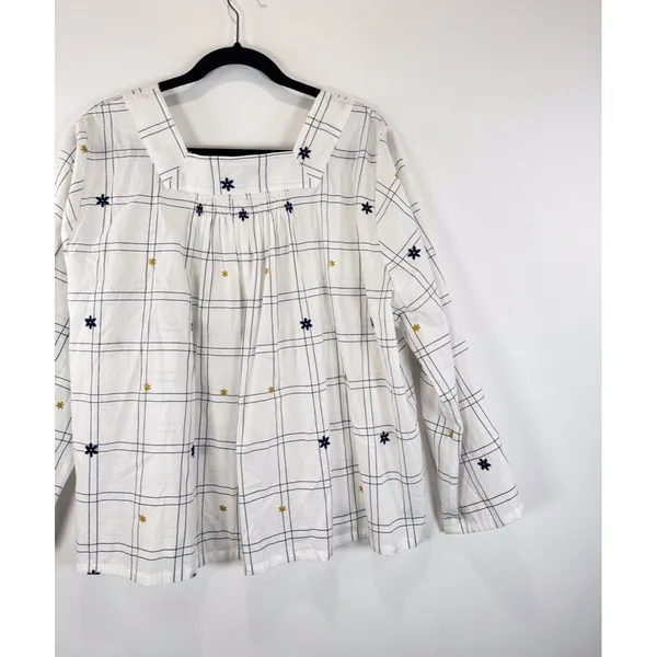 NWT Madewell Womens Top White Embroidered Windowpane Square Neck Button Down 2XL - Image 10