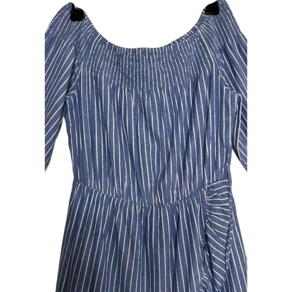 TULAROSA Maida Ruffle Dress in Blue White Stripe Size Small - Image 5
