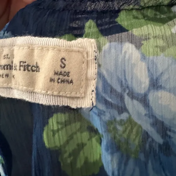 Abercrombie & Fitch Blue Floral Y2K Ruffle Babydoll‎ Top - Image 6