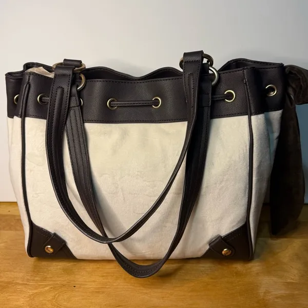 Juicy Couture Daydreamer Velour Tote Brown Cream Crown Crest NWT - Image 5