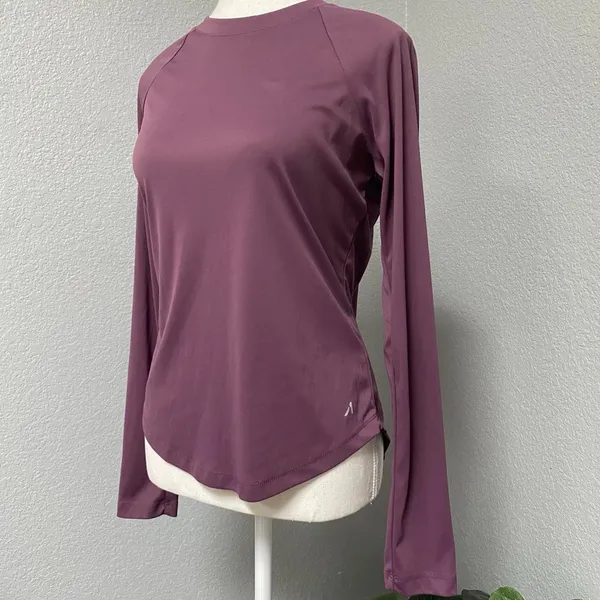 Al1ve Activewear Top Plum Ash Purple Mesh Panel Long Sleeve Pullover - Image 3