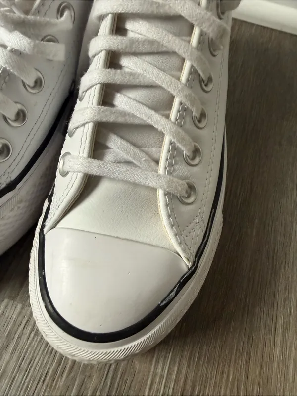 Converse Chuck Taylor All Star Lift Platform Leather Women Low Top Shoe White 6 - Image 3