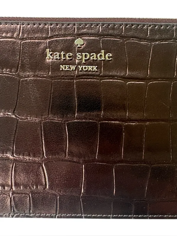 NWT Kate Spade Leather Medium Zipper Wristlet Bronze Retail $159.00 - Image 3
