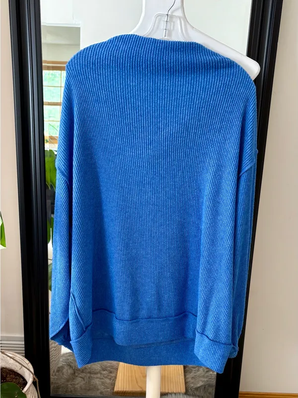 FREE PEOPLE Blue Main Squeeze Hacci Shirt - Image 5