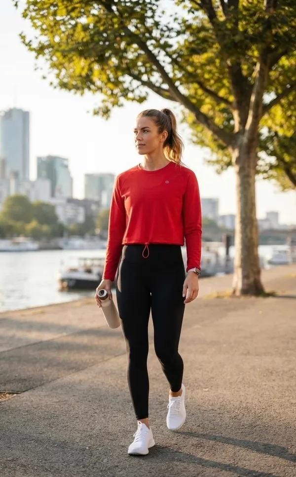 Gymshark Red & Orange Long Sleeve Crop Top - Image 3