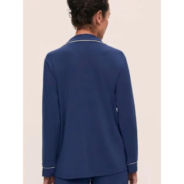 EBERJEY Gisele TENCEL™ Modal Long Sleeve PJ Top, Navy/Ivory, Size M - Image 2