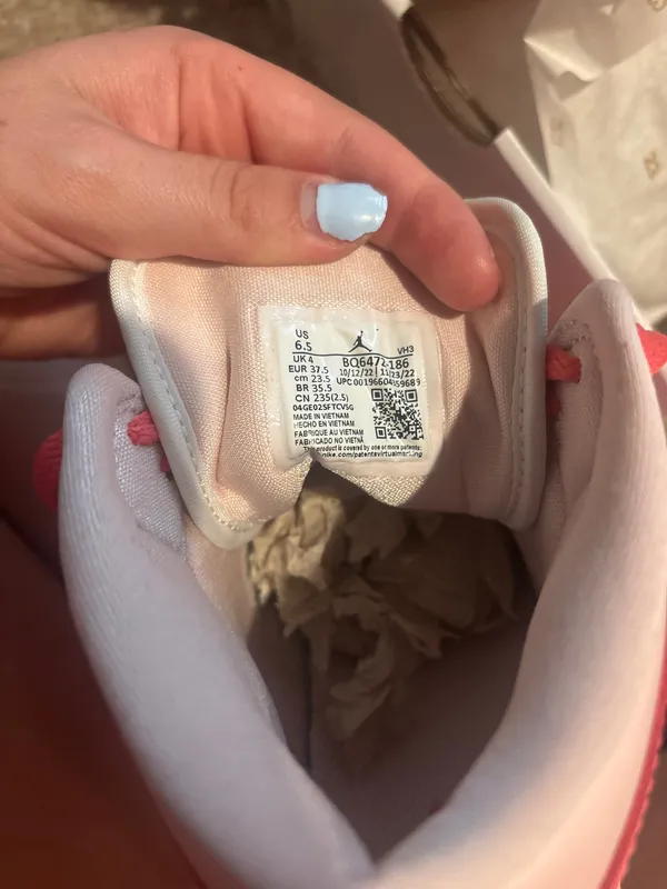 White and Coral Women’s Air Jordan 1’s - Image 8