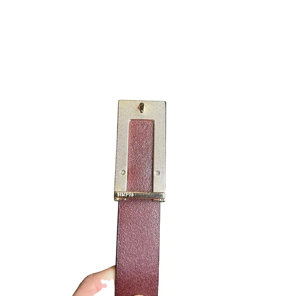 VTG Red Brown Adjustable Leather Belt Brass Buckle Minimalist Retro Western Boho - Image 12