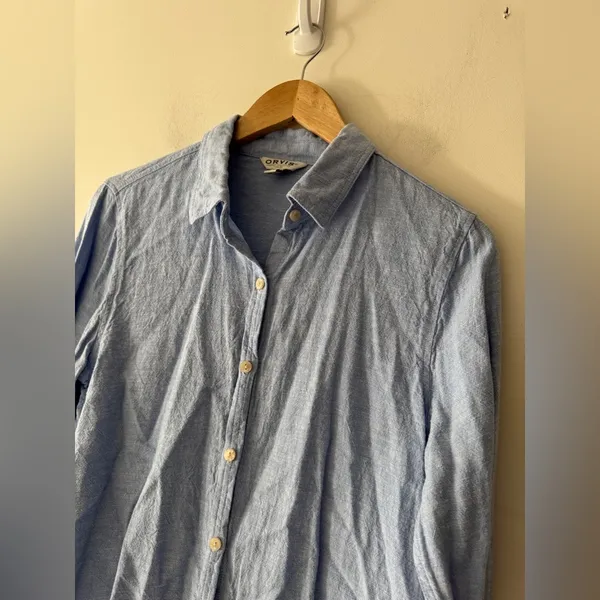 Orvis Women’s Blue Linen Breathable Button Down Top‎ Long Sleeve - Image 2