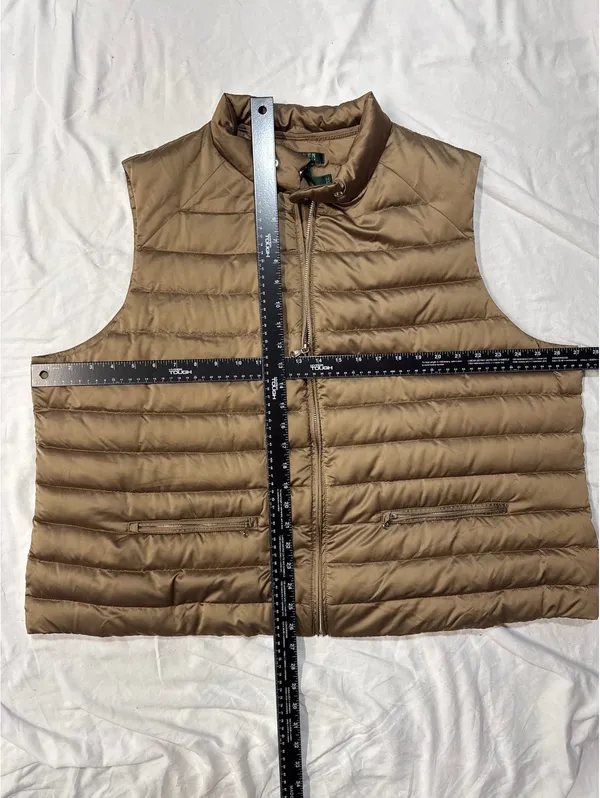 Lauren Ralph Lauren Women's 3X Puffer Vest Down Feather Brown Earthy Funnel Neck - Image 6