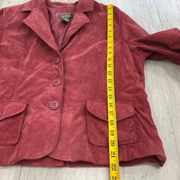 Motto Genuine Suede Leather Pink Trucker Jacket Western Button Front Chore Coat - Image 10