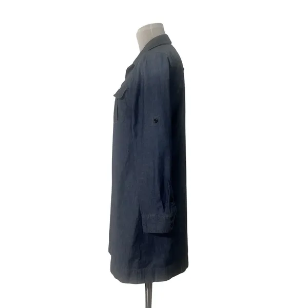 J.Crew Women's Blue Denim Chambray Shirt Dress Roll Tab Sleeve Size Small Preppy - Image 2