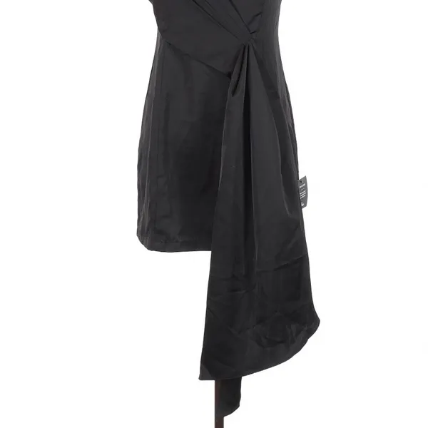 Lulus Romantic Allure Black Satin Asymmetrical Mini Dress Medium Party Cocktail - Image 7