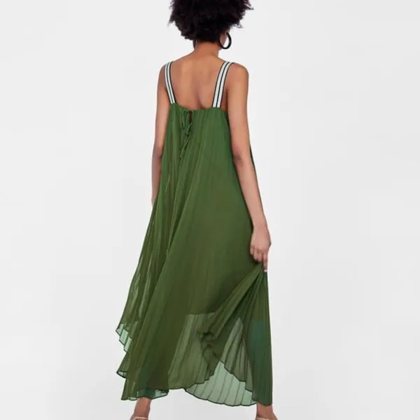 Zara Green High Low Sundress for Wedding Guest - Image 7