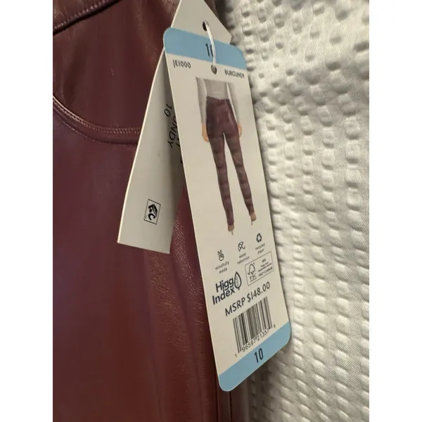 Joie Women's Size 10 Burgundy Faux Leather‎ Straight Leg Pants NWT Lined - Image 4