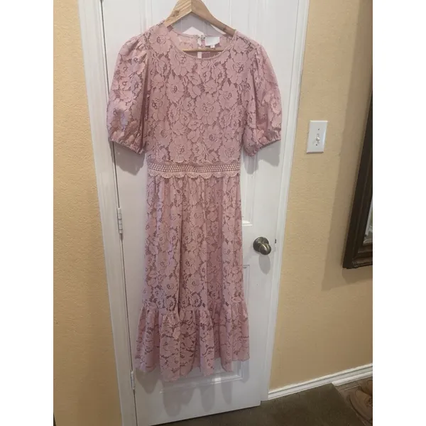 Fleur de Lis Lace Midi Dress BY SUGARLIPS MAUVE COLOR SIZE M - Image 15