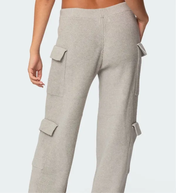 Edikted Gray Knit Hoodie & Cargo Pant Set - Image 4