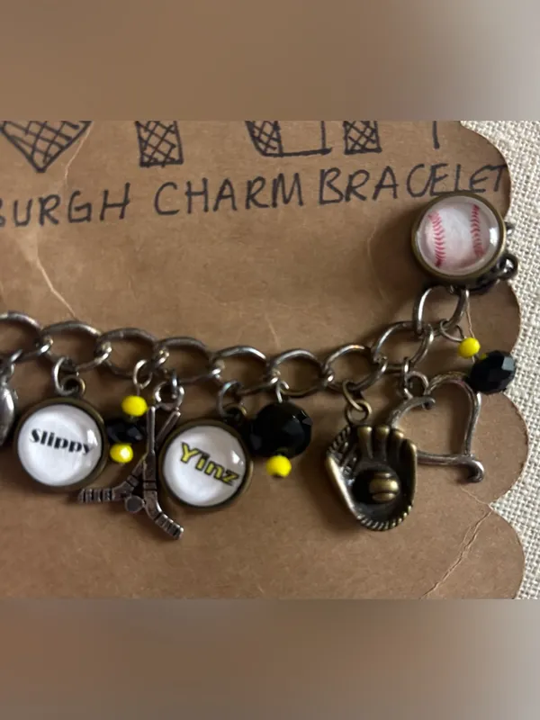 Pittsburgh Handmade Sports Themed Charm Bracelet Steelers Pirates Penguins - Image 2