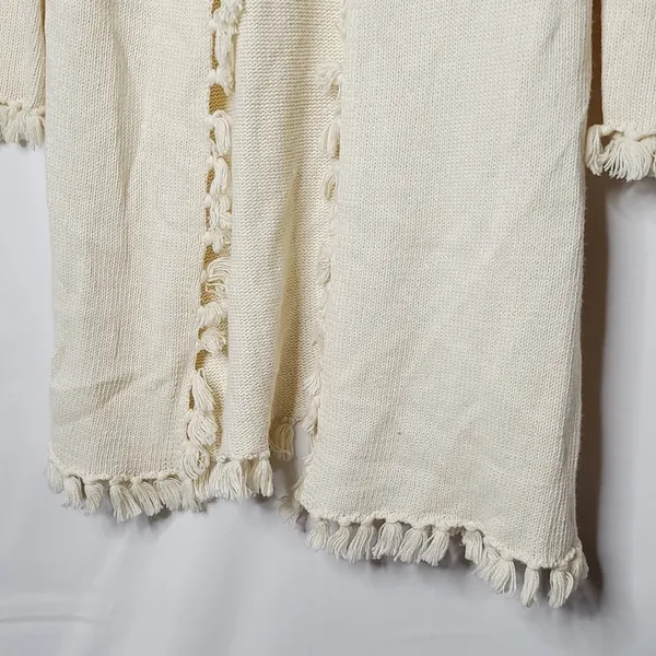 Long fringe open long sleeve sweater cardigan M - Image 3