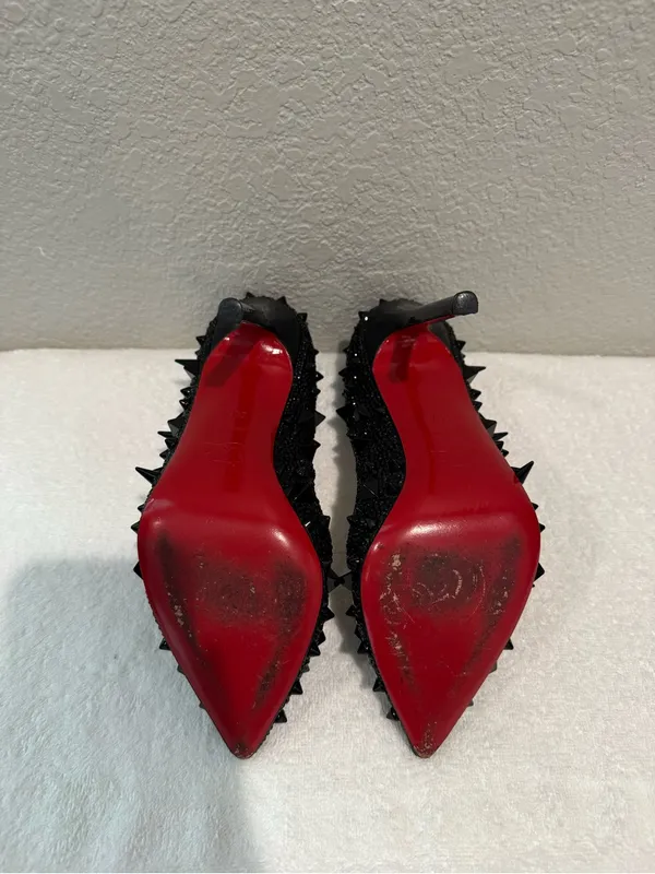 Christian Louboutin Black Spike Pigalili Potpourri Strass 120 Pumps 36.5 - Image 7