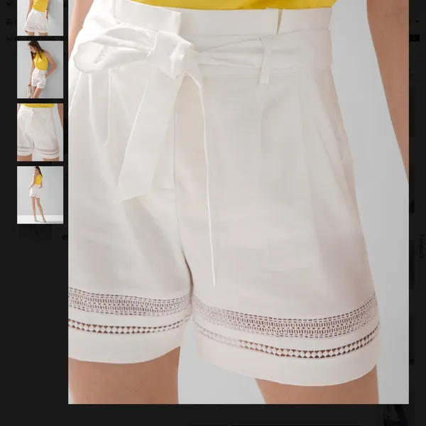 WHBM White Linen Blend Paperbag Shorts Size 2 - Image 3