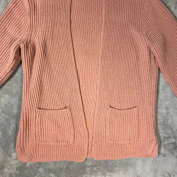 Madewell Dried Petal Pink Nolan Ribbed Open Front Cardigan Medium Cotton Pocket - Image 4