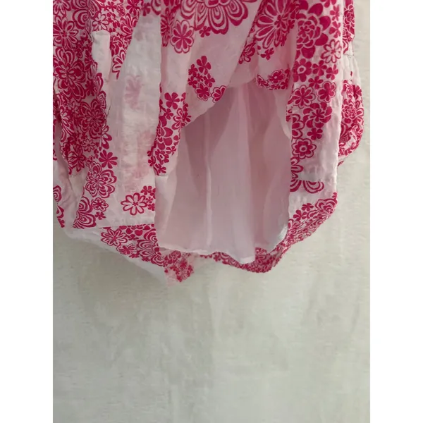 Tori Richard Pink‎ White Floral Seersucker Drop Waist Mini Dress Pockets Size 4 - Image 5