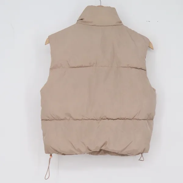 Faded Rose Essentials Puffer Vest Womens S Tan Quilted Zip Up Excellent - Image 5