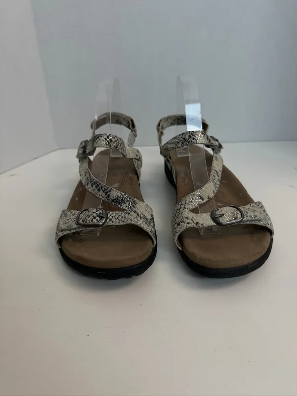 Taos Sandals Beauty Buckles Adjustable Comfort Travel Reptile Print Black Grey - Image 2
