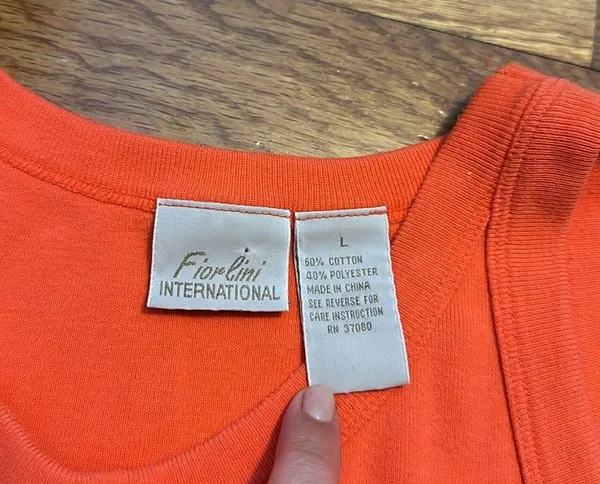 Y2K Vintage Fiorlini International Orange Stripe Tank Top Retro Casual Large - Image 6