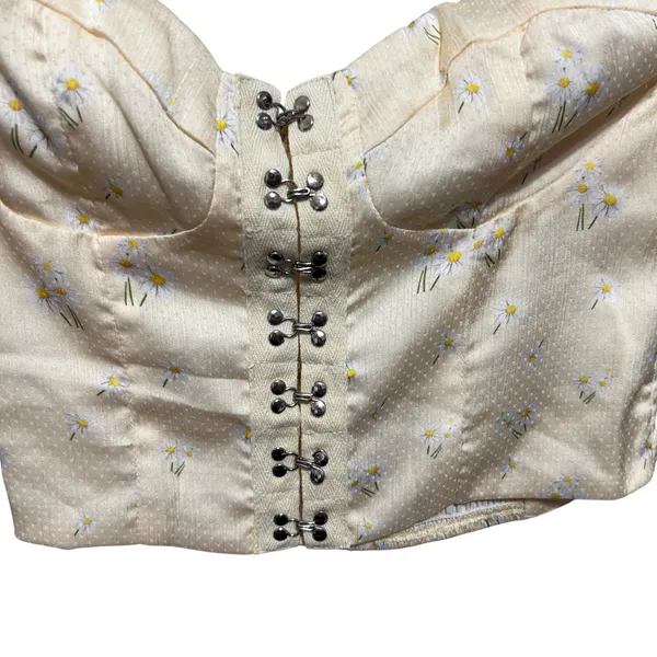 Princess Polly Women Cottage Coquette Corset Top S Yellow Daisy Romantic Fairy - Image 2