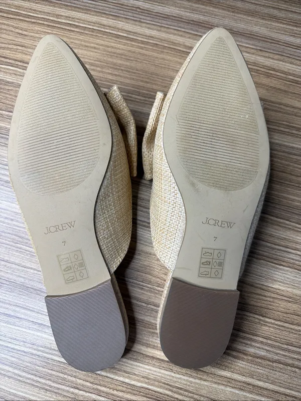 J.Crew Woven Bow Mules Toasted Brown Straw 7 NWT - Image 4