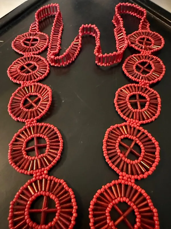 Red Beaded Fringe Necklace - Women Jewelry - Image 3