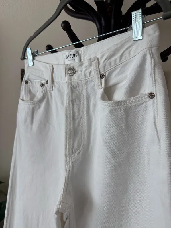 AGOLDE Low Slung Baggy Jeans White - Image 4