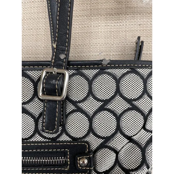 Nine West Womens Black and White Large Handbag Shoulder Bag SKU 1460 - Image 10