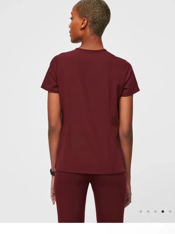 Figs Catarina One Pocket Scrub Top Burgundy medium petite - Image 6
