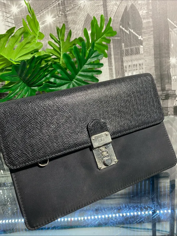 Authentic VALENTINO Black Leather and Nylon Bag - Image 16